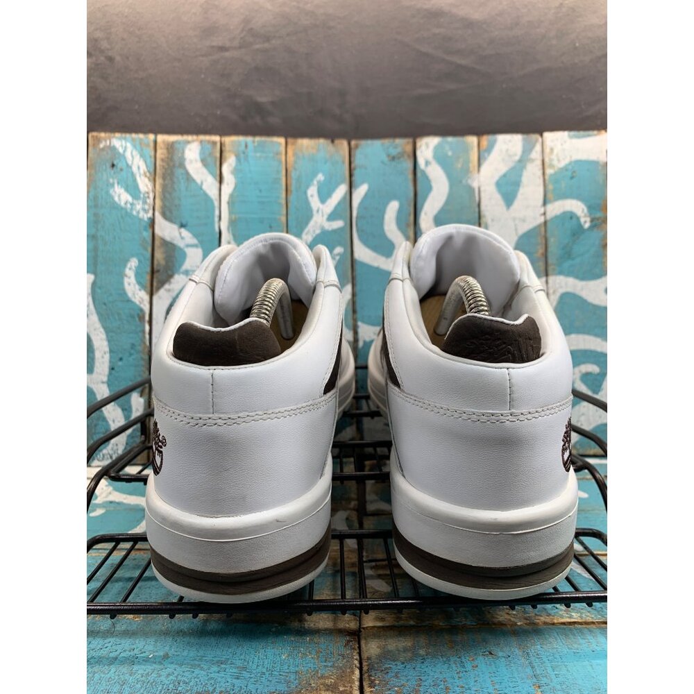 Rare Timberland White/Brown Lace Up Embossed Leather Mens 10.5M Casual Sneakers - Picture 5 of 9